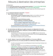 26 MARS 2020 : MESURES A DESTINATION DES ENTREPRISES