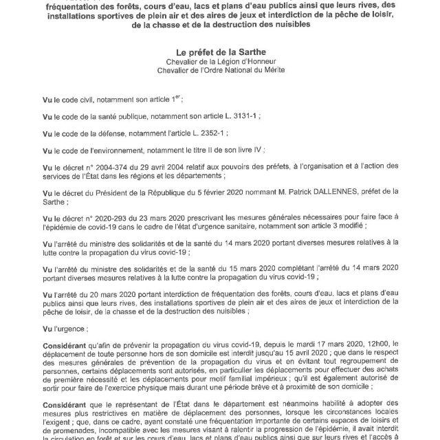ARRÊTÉ PRÉFECTORAL PORTANT SUR DIVERSES INTERDICTIONS